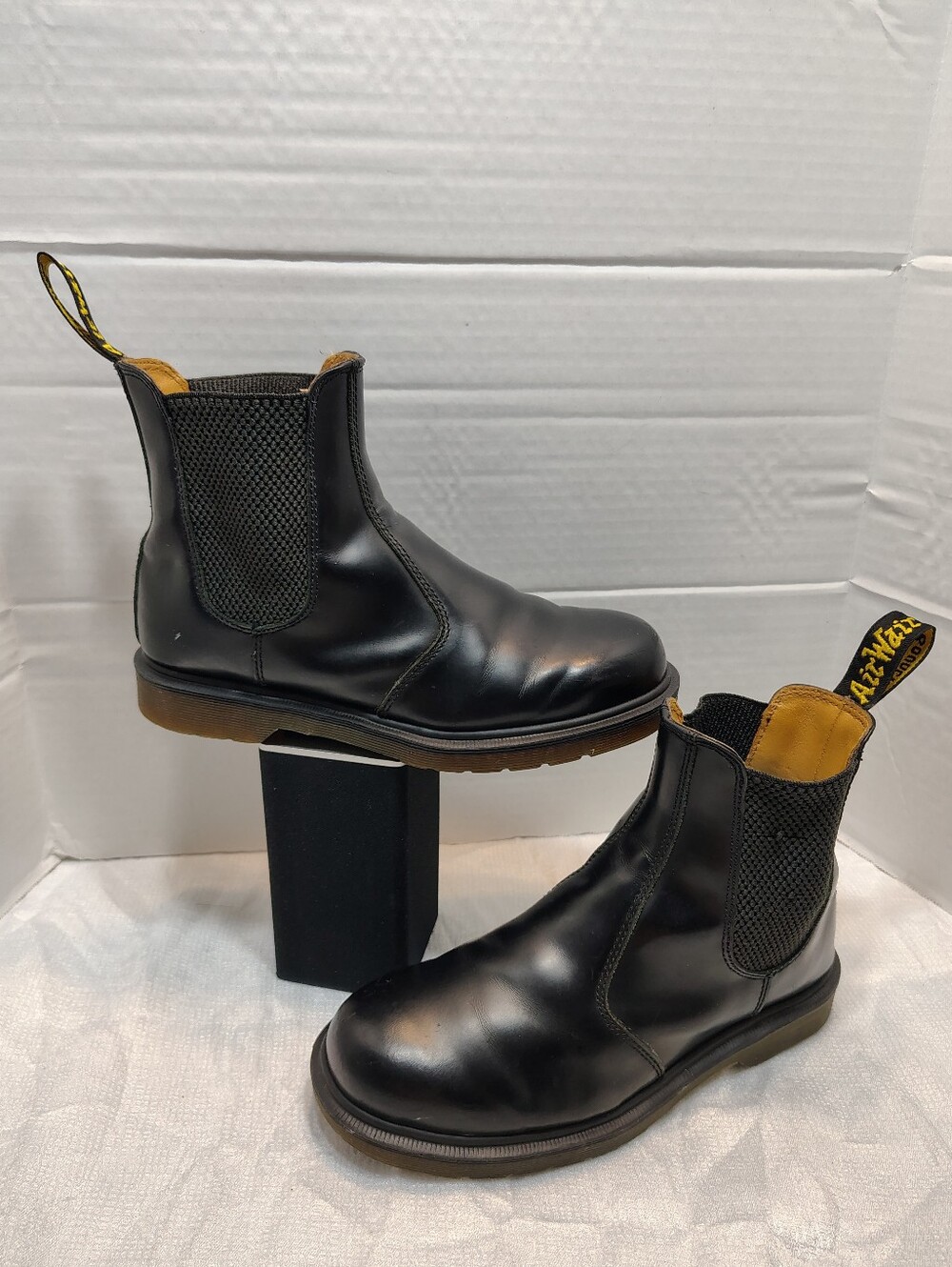 Dr. Martens Black Chelsea Ankle Boots with Tan Pull Tabs